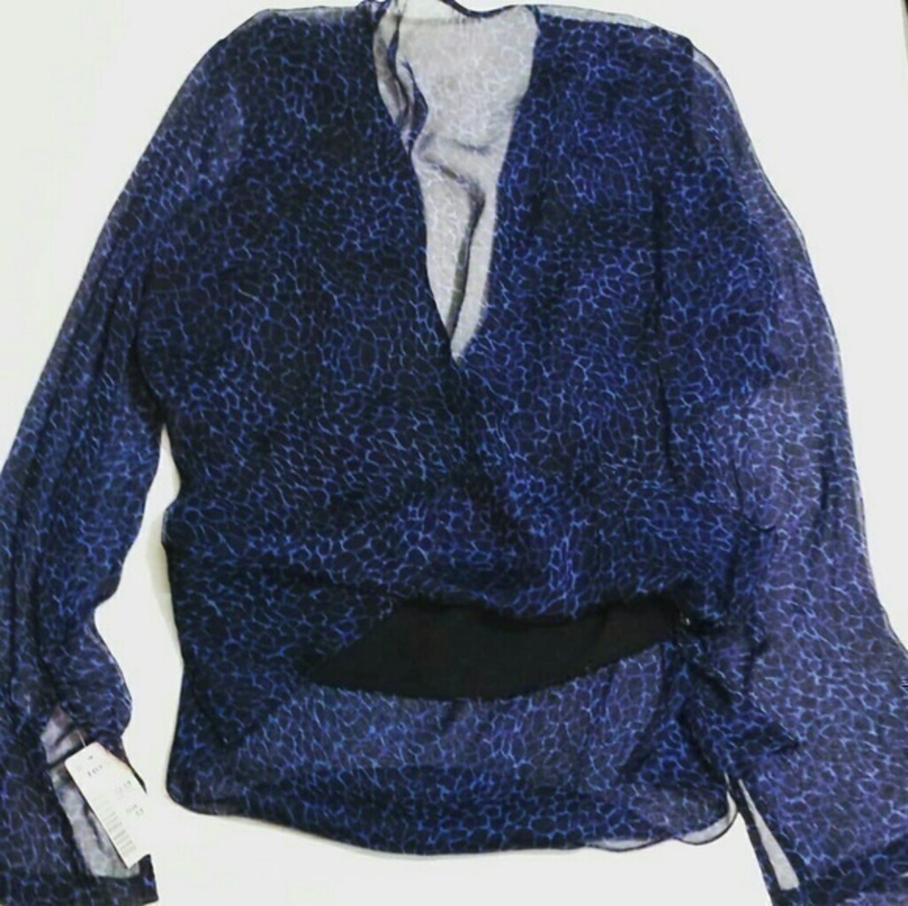 Fox's 100% Silk Blues Animal Print Blouse-Size M